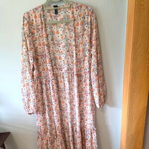 Wild Fable Pink Floral Duster with Scoop Neck